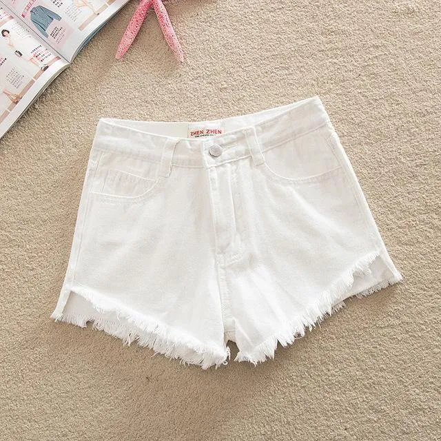 Shredded Hem Denim Shorts