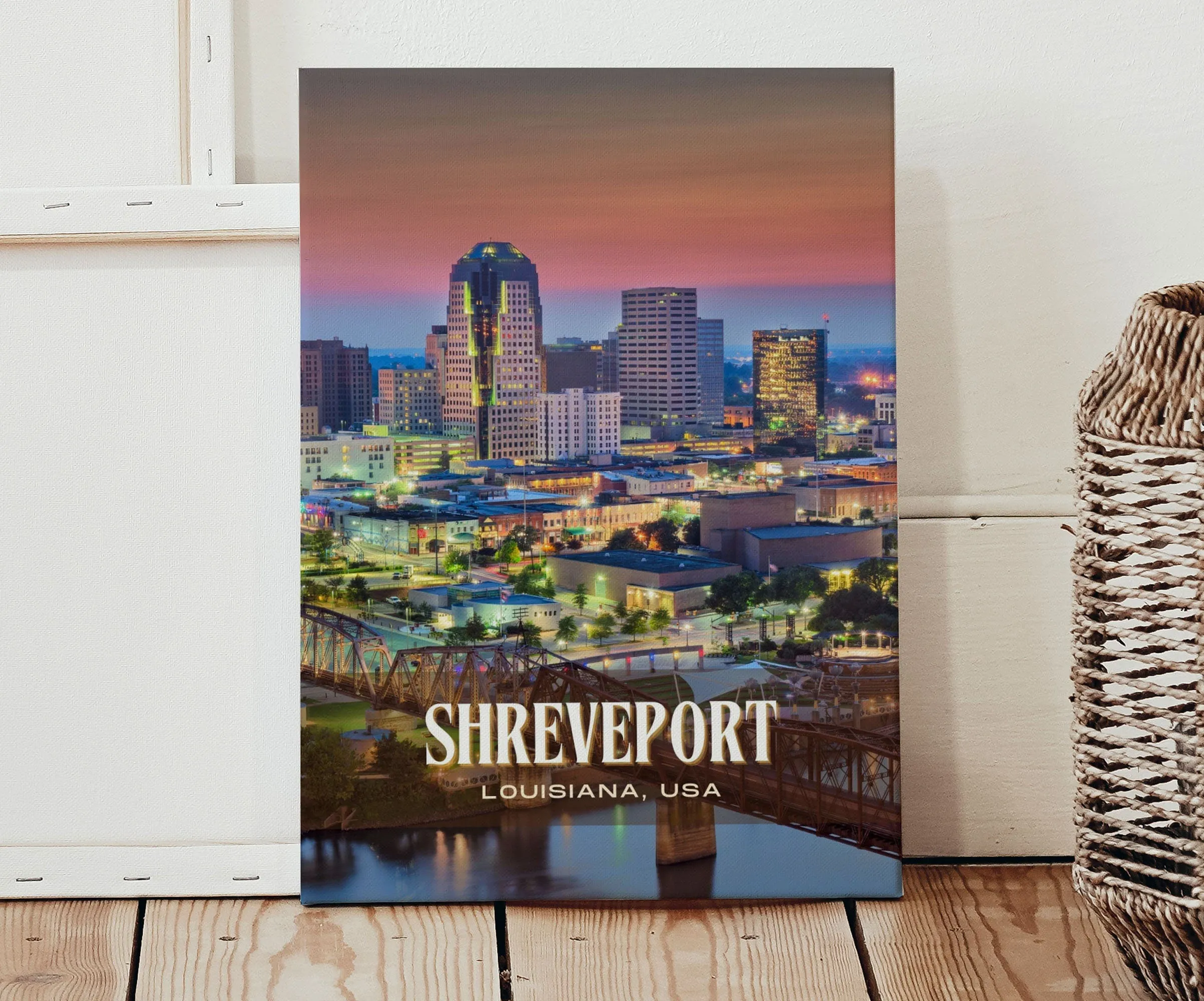 Shreveport Retro Wall Art, Louisiana, USA