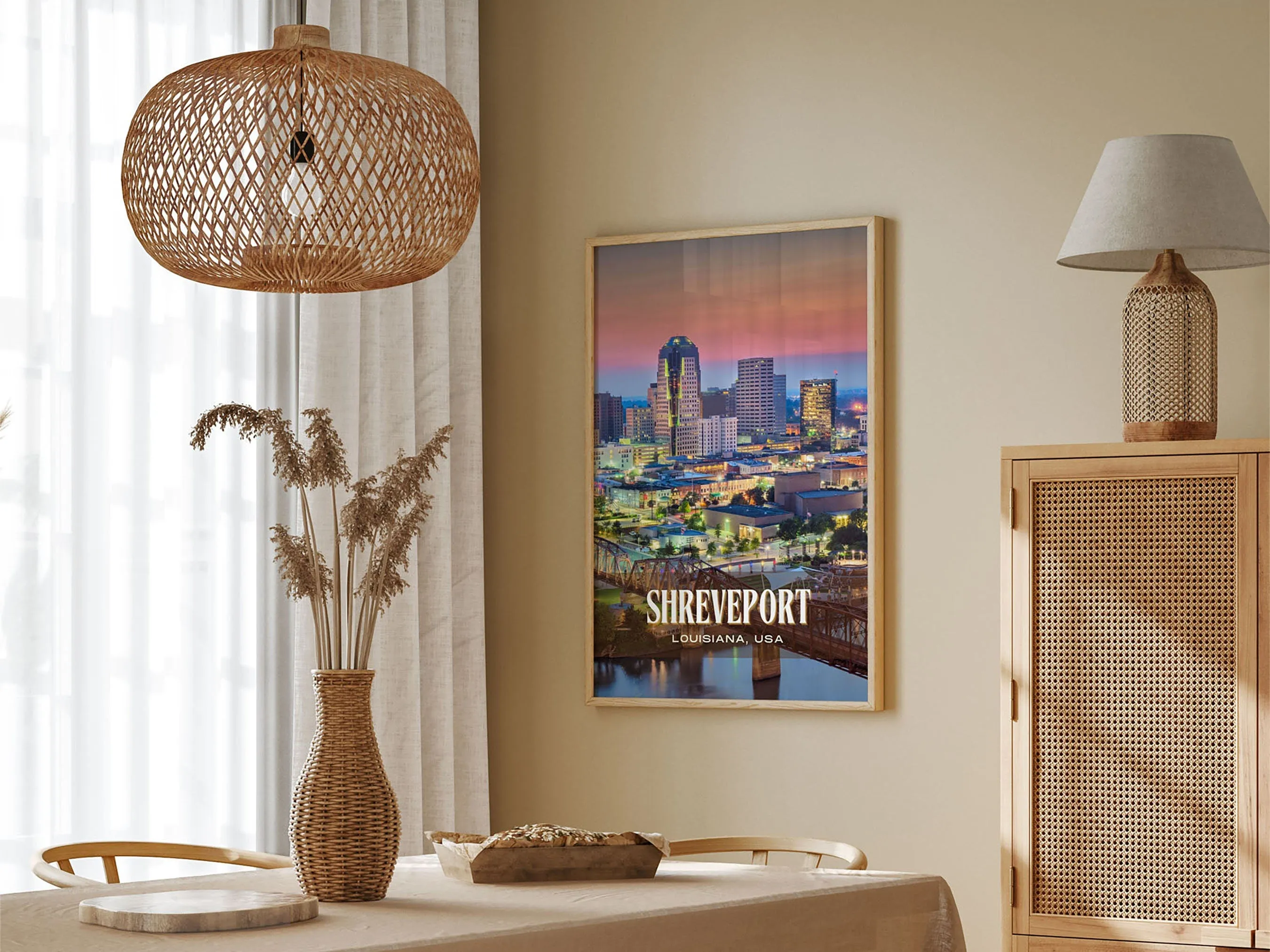 Shreveport Retro Wall Art, Louisiana, USA