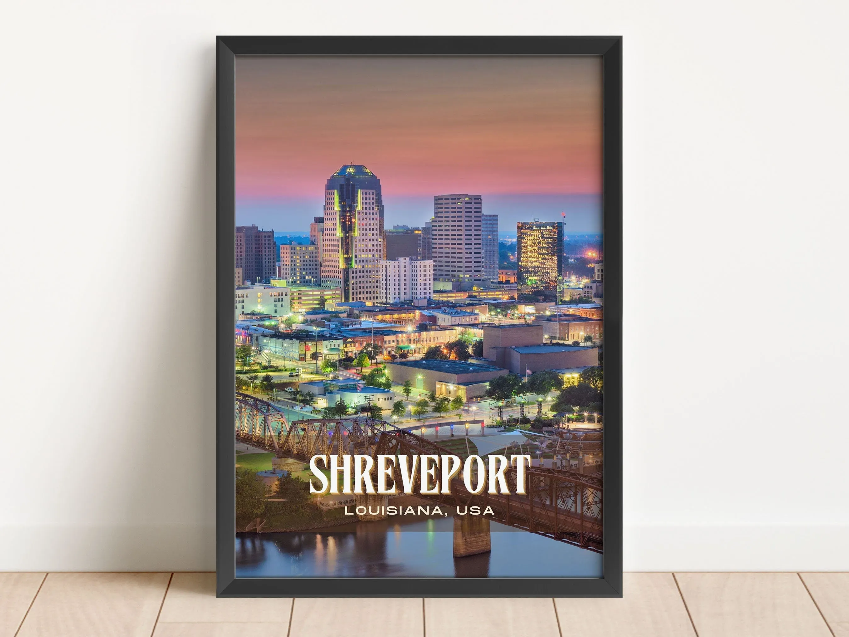 Shreveport Retro Wall Art, Louisiana, USA