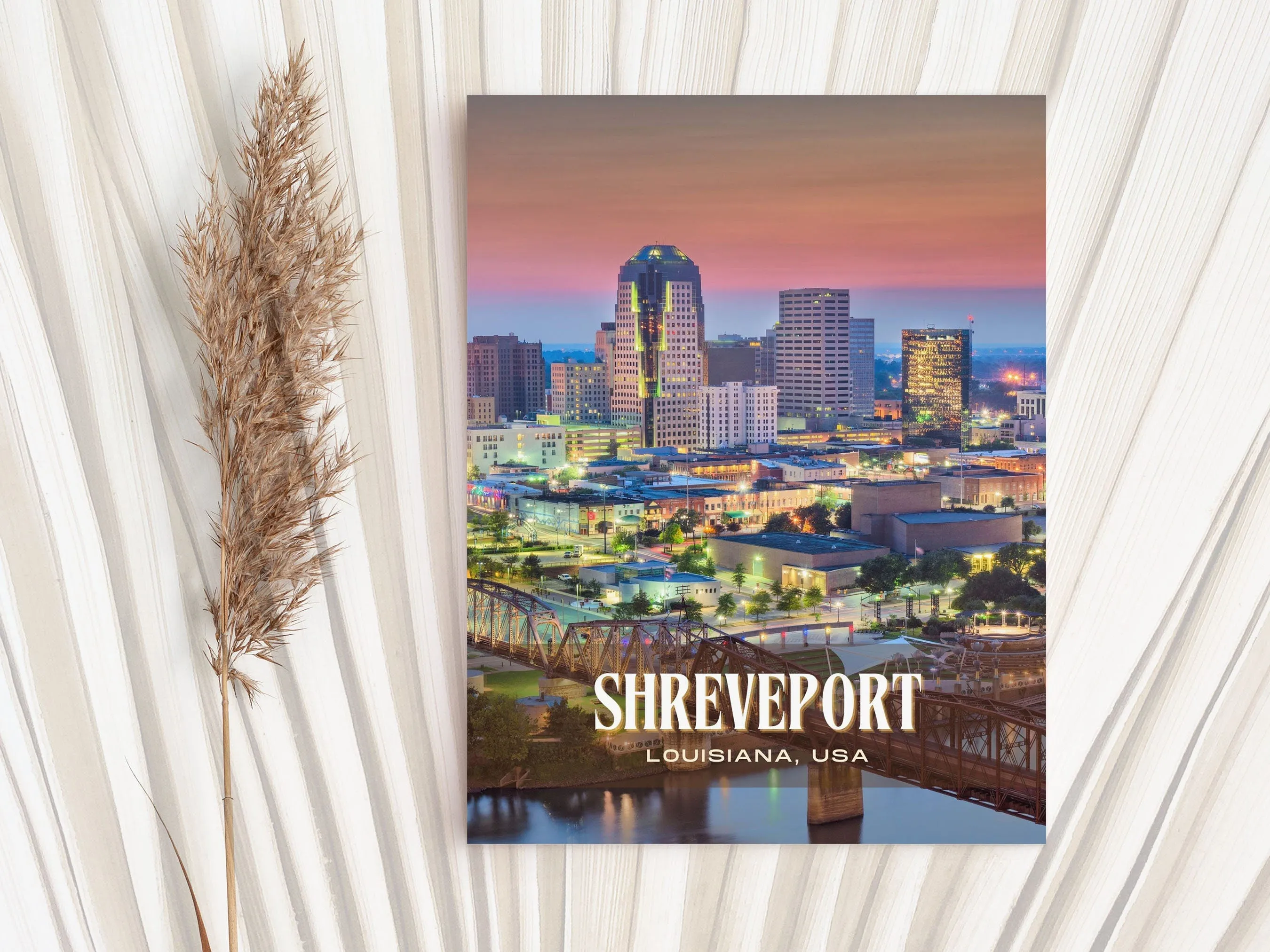 Shreveport Retro Wall Art, Louisiana, USA