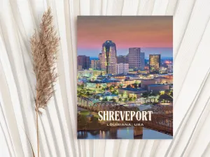 Shreveport Retro Wall Art, Louisiana, USA