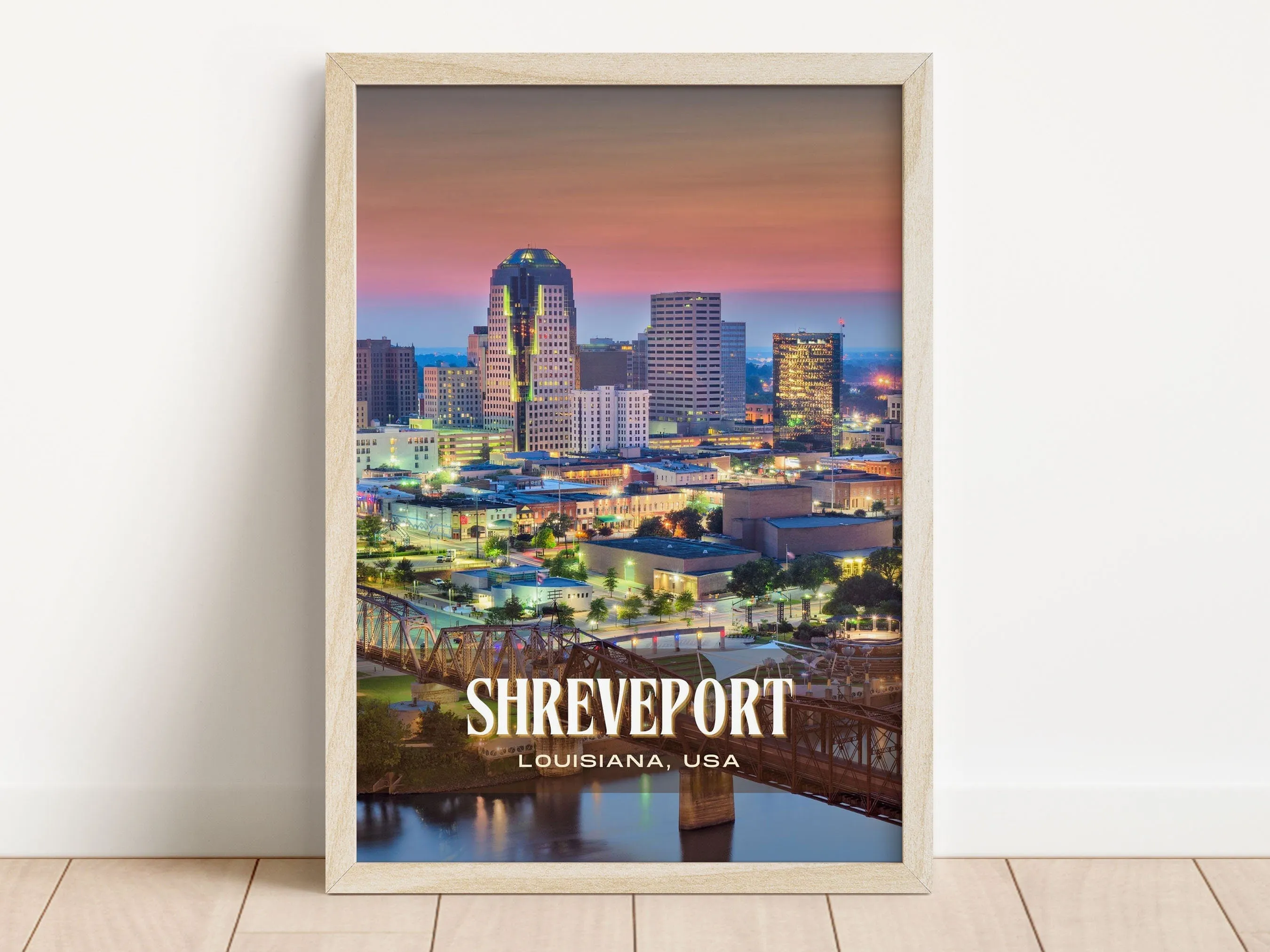 Shreveport Retro Wall Art, Louisiana, USA