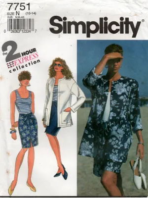 Simplicity 7751 Womens 2 Hour Express Separates Wardrobe 1990s Vintage Sewing Pattern Size 10 - 14 UNCUT Factory Folded