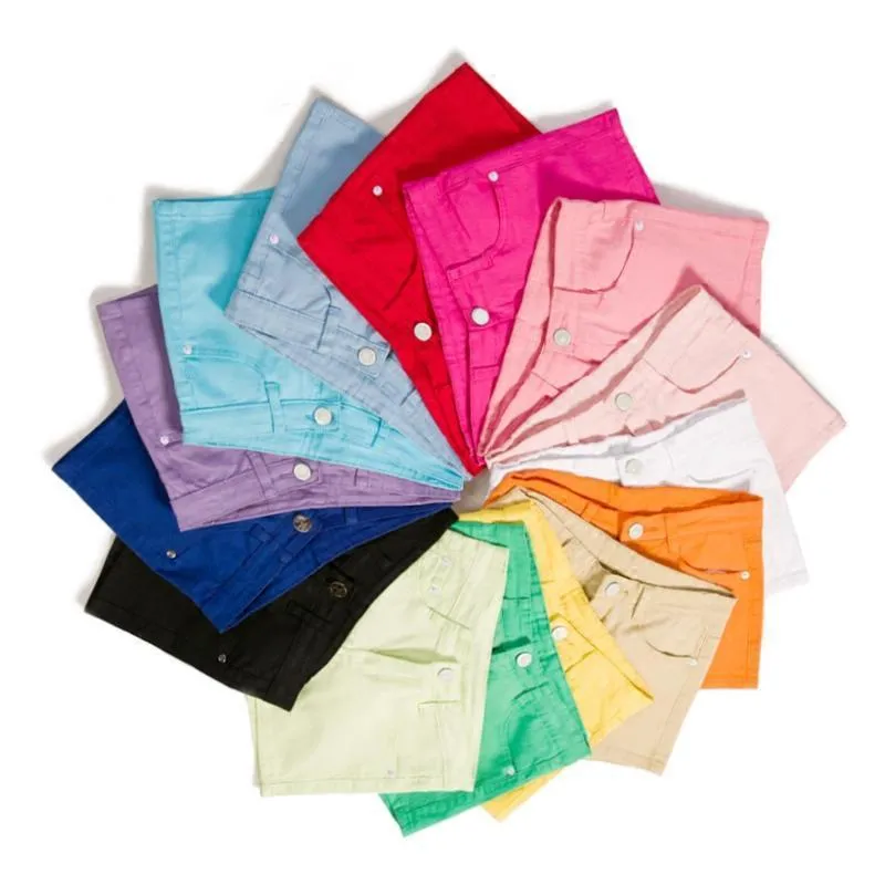 Solid Color Denim Shorts