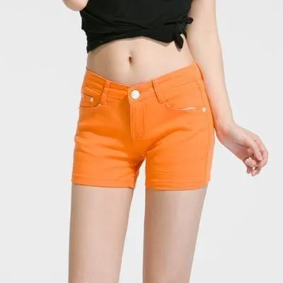 Solid Color Denim Shorts