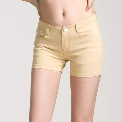 Solid Color Denim Shorts