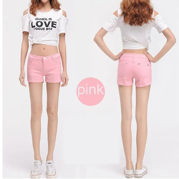 Solid Color Denim Shorts