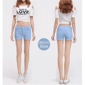 Solid Color Denim Shorts