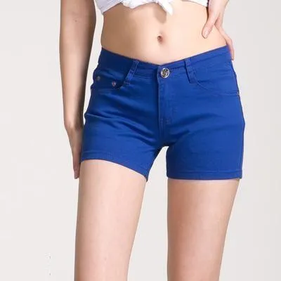 Solid Color Denim Shorts