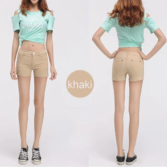 Solid Color Denim Shorts