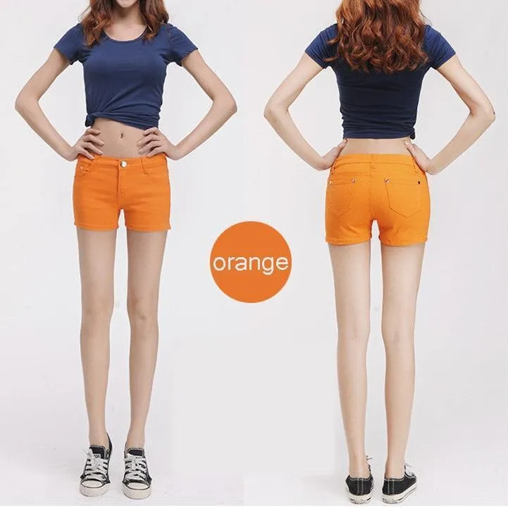 Solid Color Denim Shorts