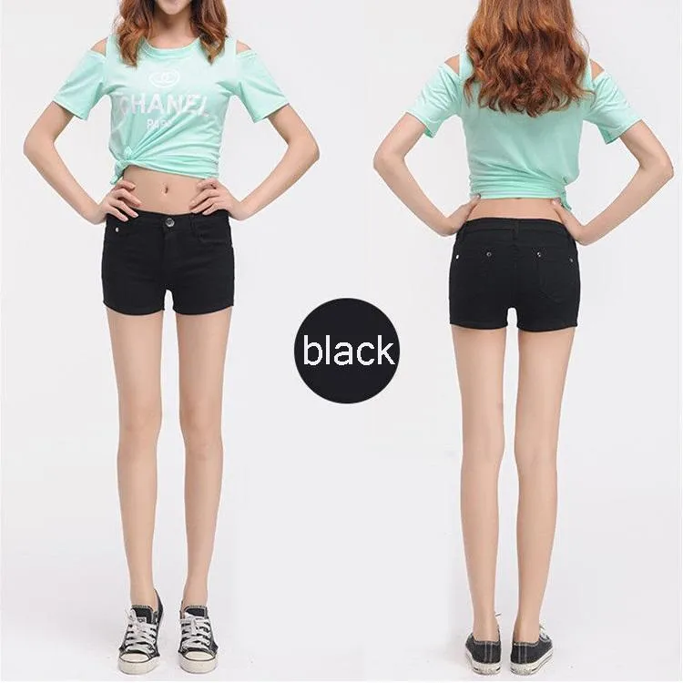 Solid Color Denim Shorts