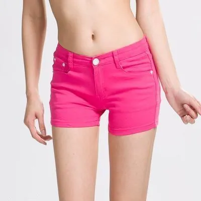 Solid Color Denim Shorts