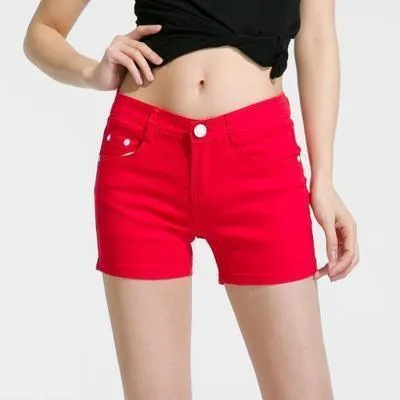 Solid Color Denim Shorts