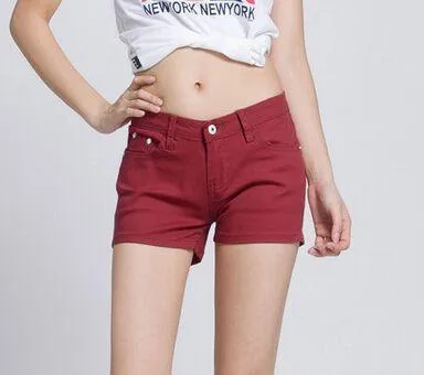 Solid Color Denim Shorts