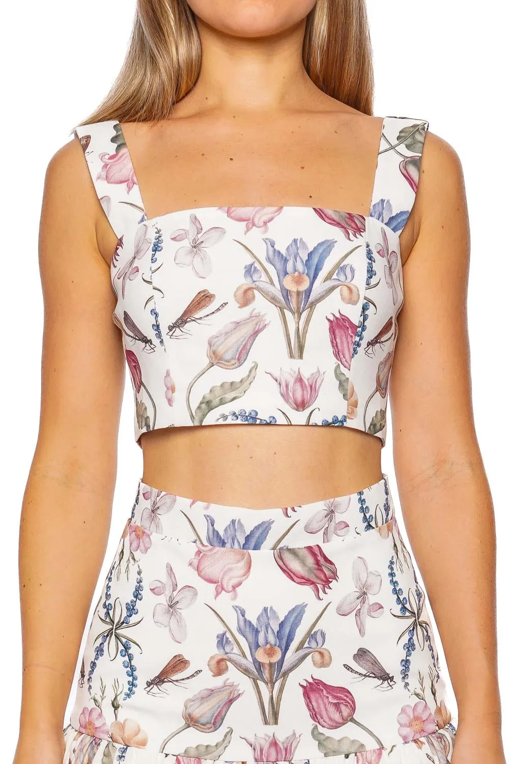 Sotavento Palma Coral Linen Crop Top