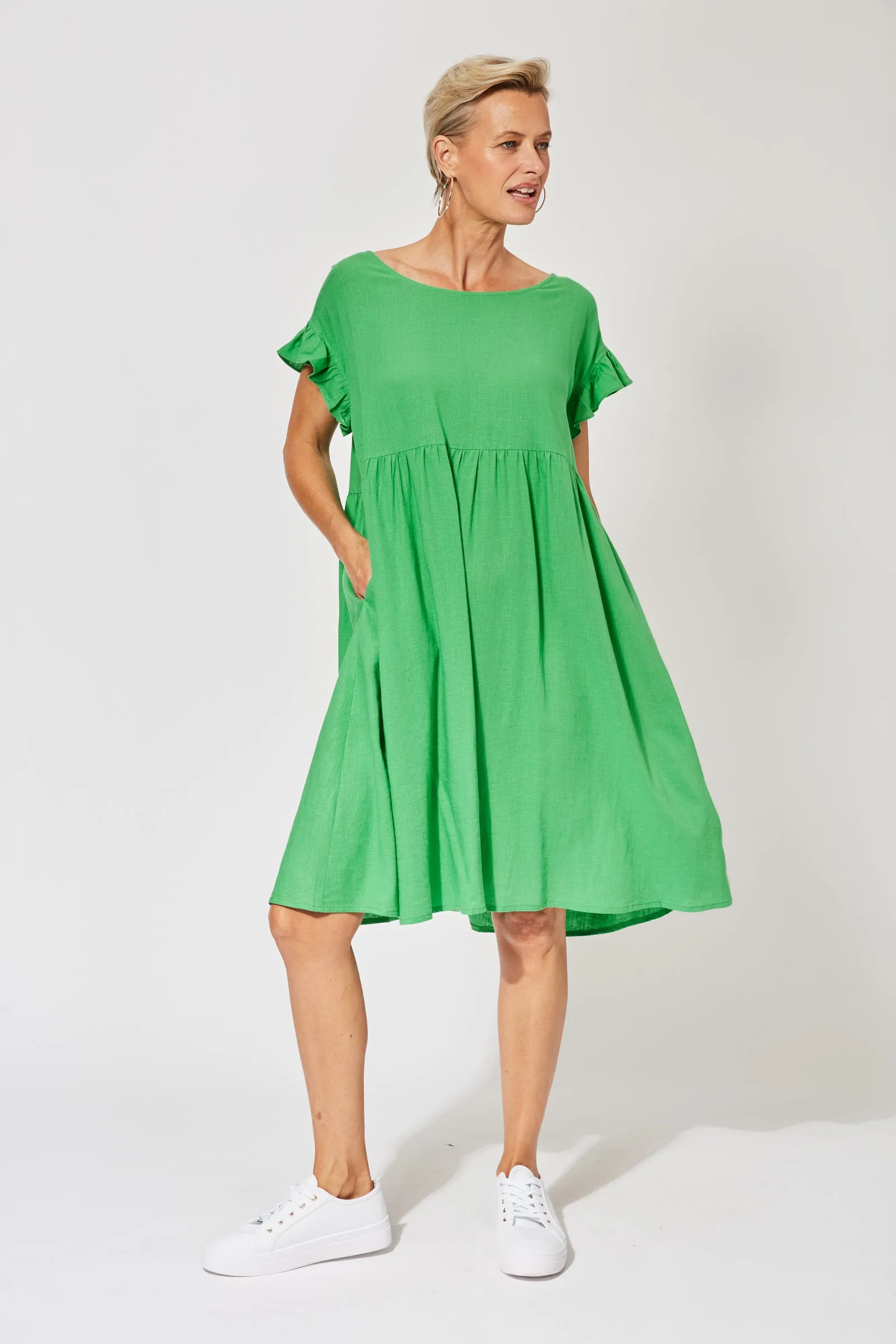 St Barts Frill Dress in Key Lime by Haven