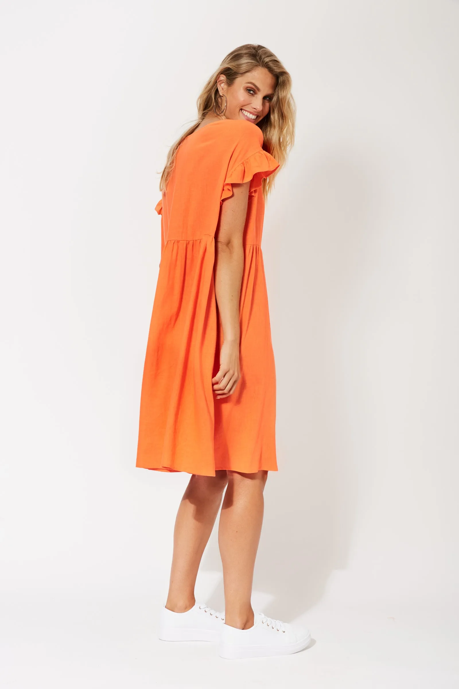 St Barts Frill Dress in Tangelo by Haven