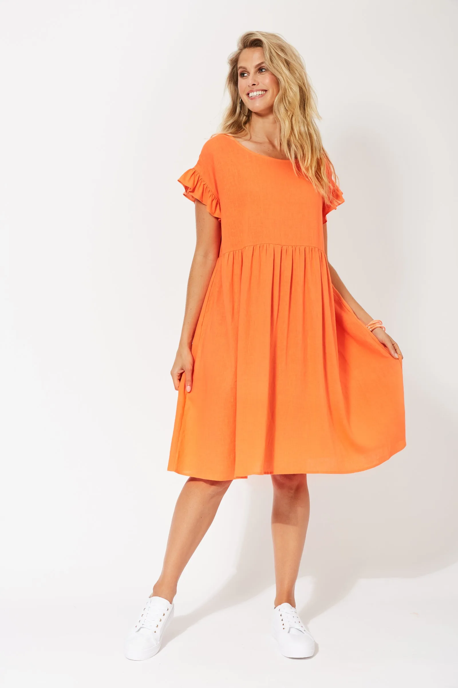 St Barts Frill Dress in Tangelo by Haven
