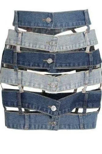 Stitching hollow button tooling style short skirt
