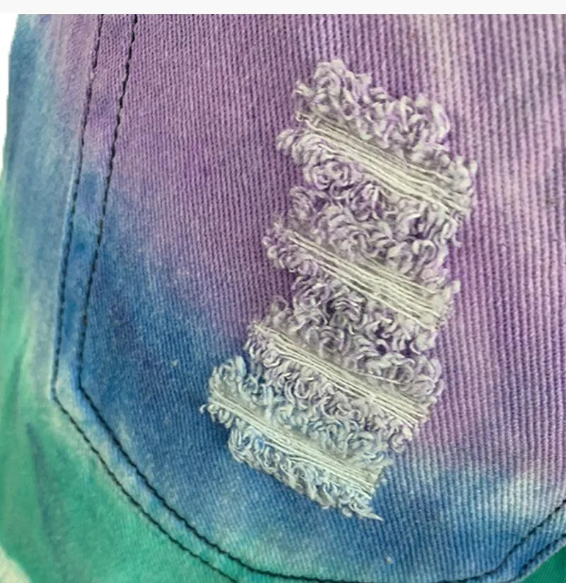 Summer Tie-Dye Color Denim Shorts