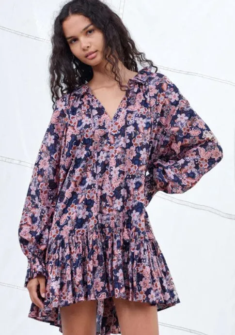 Sundry Boho Mini Dress - Navy Floral