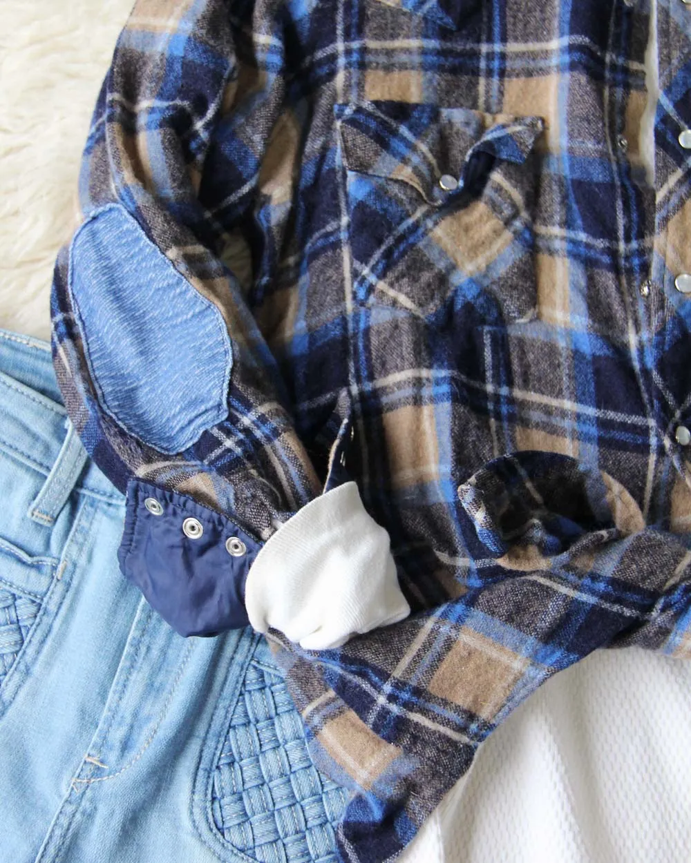 Sweet Plaid   Patch Vintage Shirt