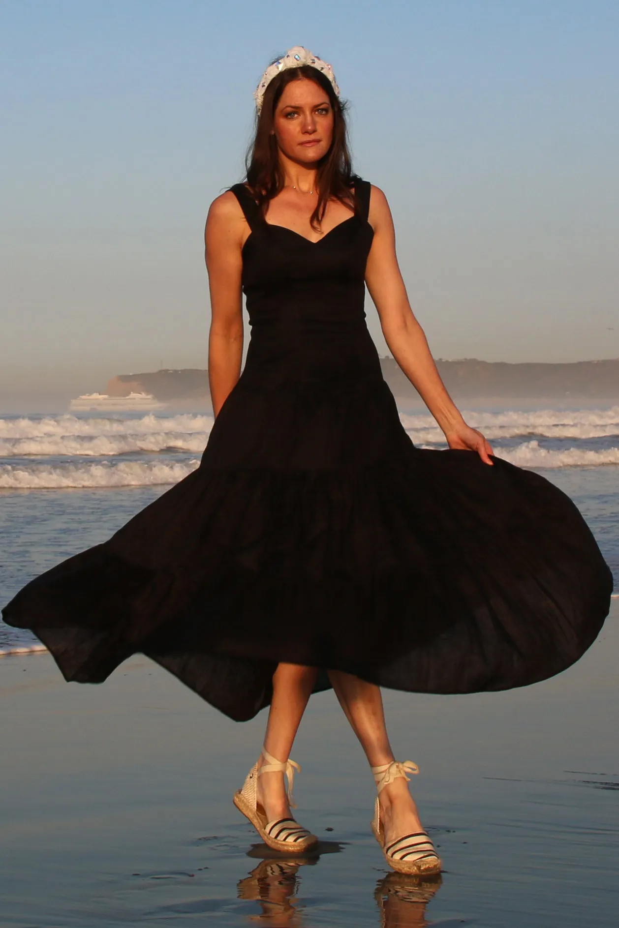 Tiered Peasant Linen Dress