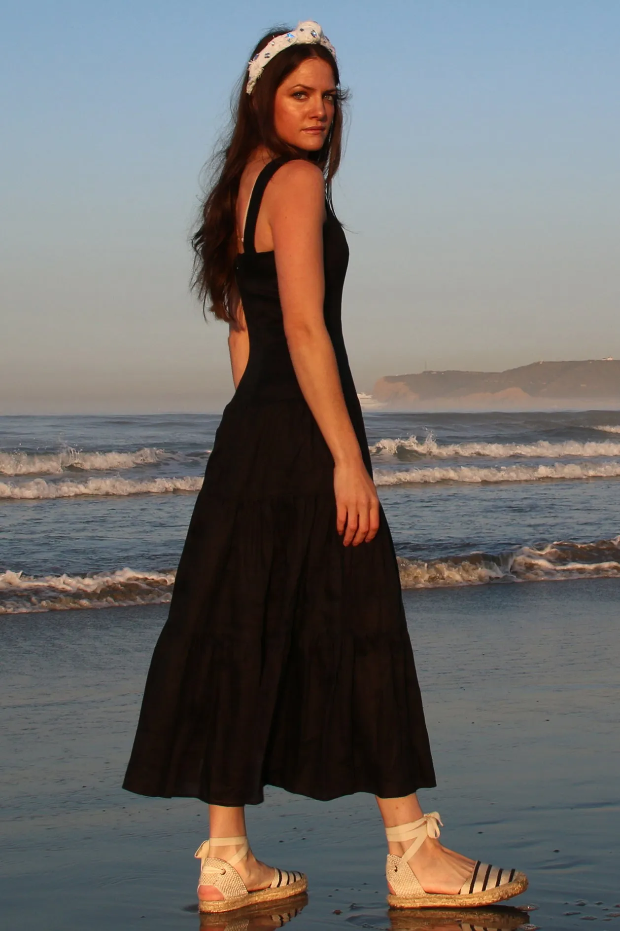 Tiered Peasant Linen Dress