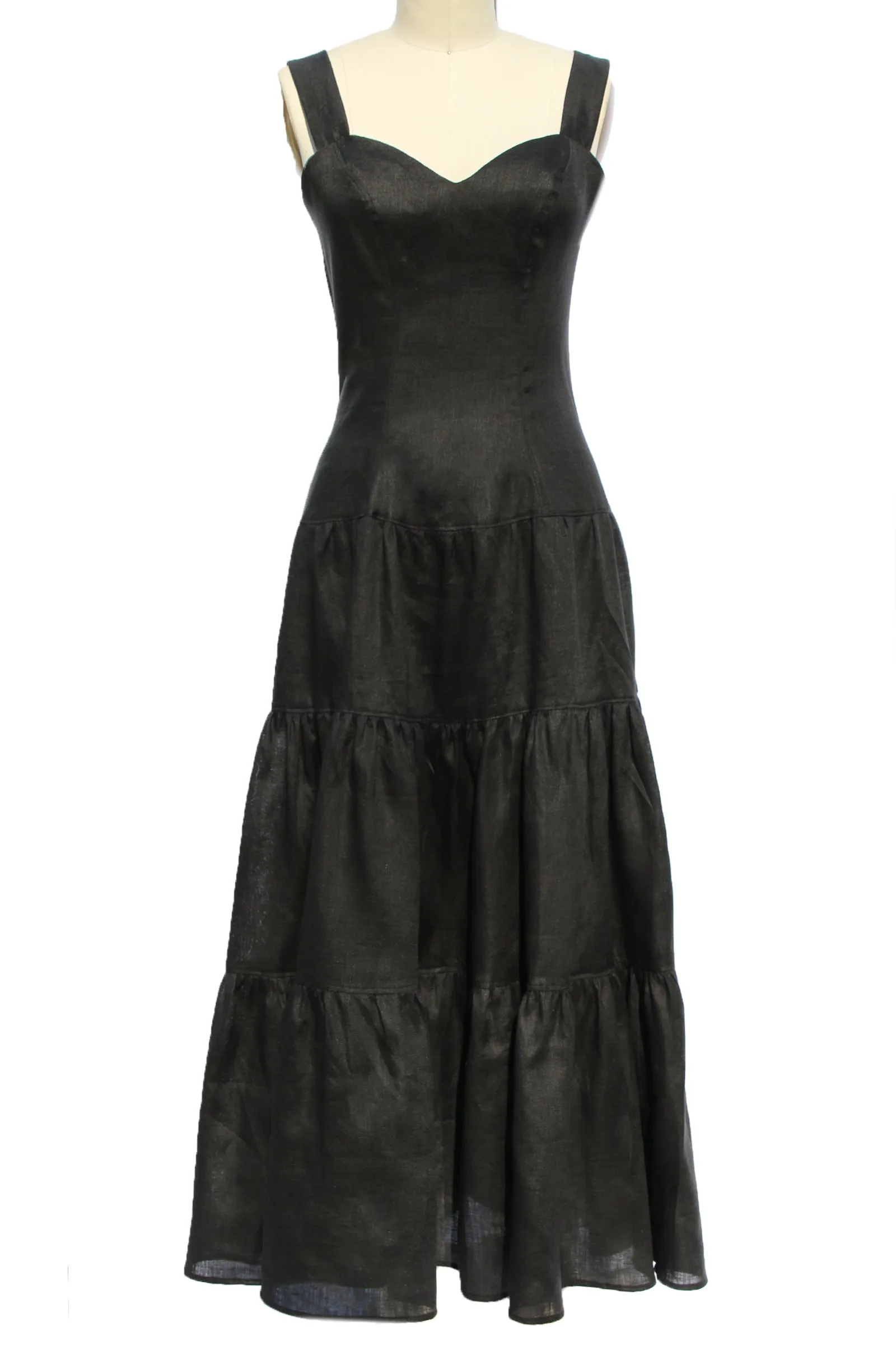 Tiered Peasant Linen Dress