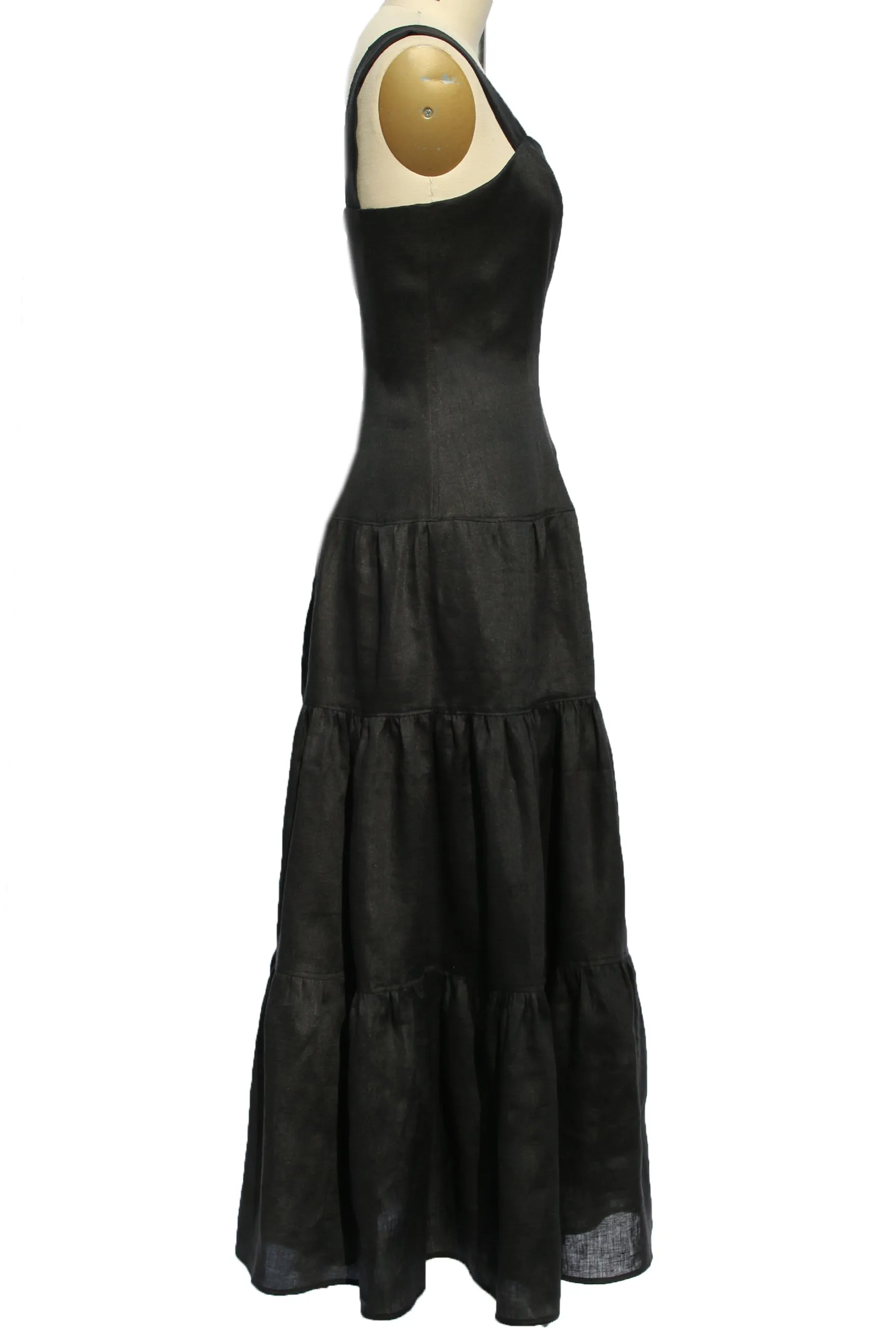 Tiered Peasant Linen Dress