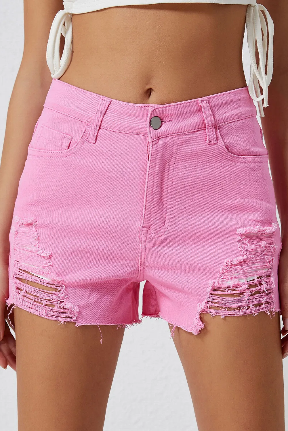 Torie Distressed Denim Shorts