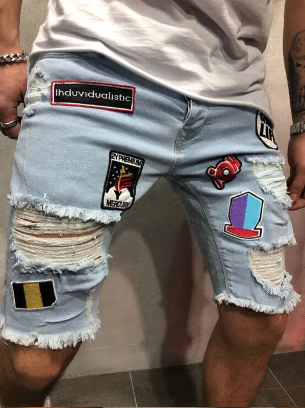 'Traffic Jam' Ripped Denim Shorts