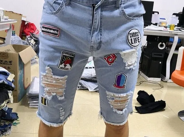 'Traffic Jam' Ripped Denim Shorts
