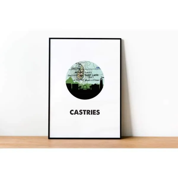 Travel poster - Castries, Saint Lucia travel print