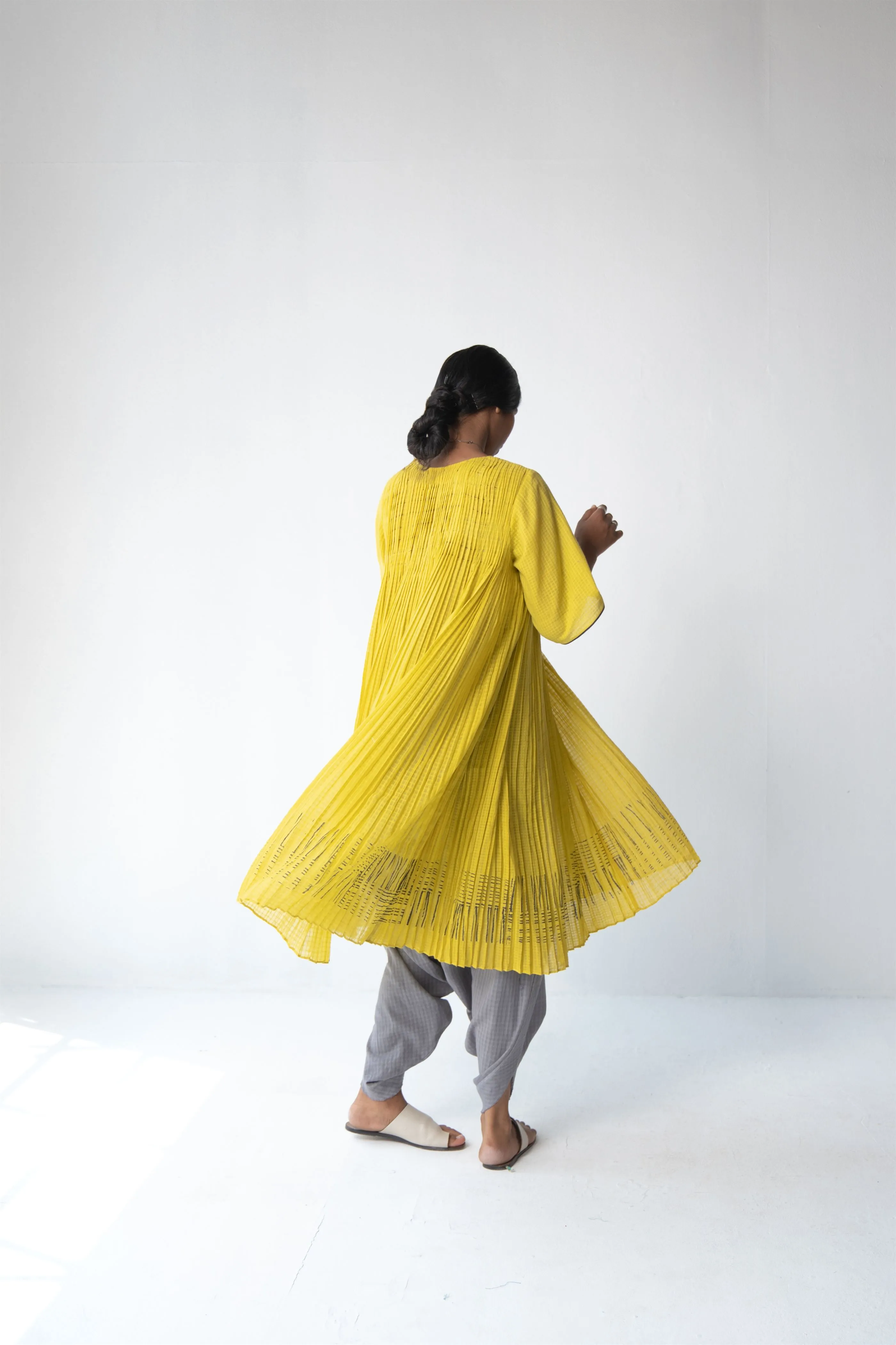 Urvashi Kaur   -   Echo Dress Hand Block Printed Checkered With Kantha Details