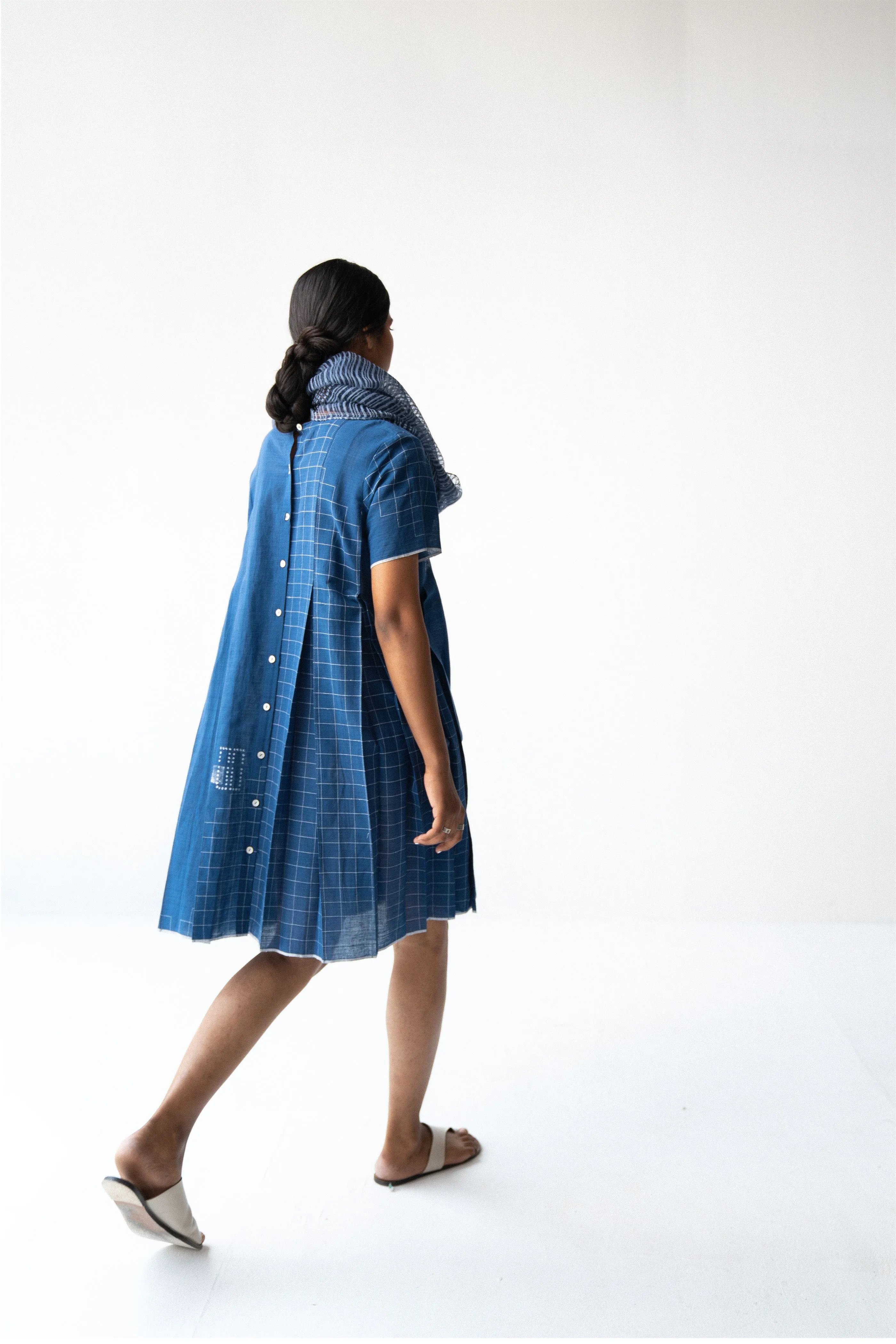 Urvashi Kaur   -   Gradient Dress Hand Block Printed Checkered