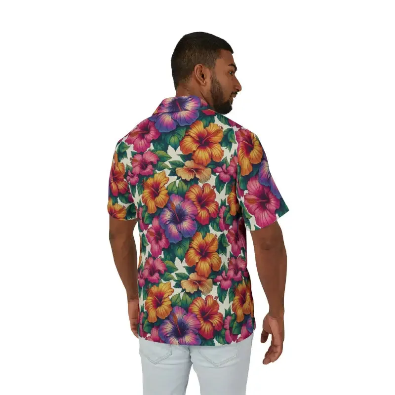 Vibrant Hibiscus Flowers Hawaiian Camp Shirt