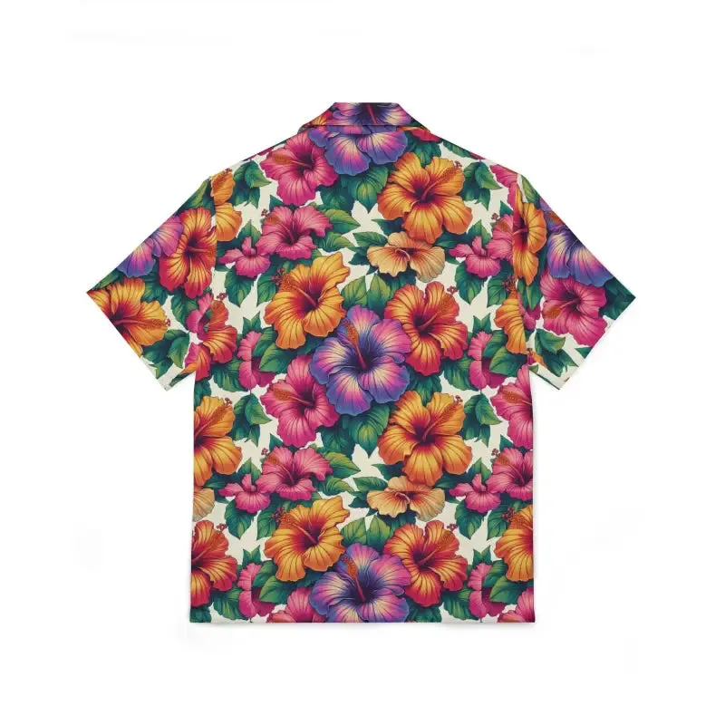 Vibrant Hibiscus Flowers Hawaiian Camp Shirt