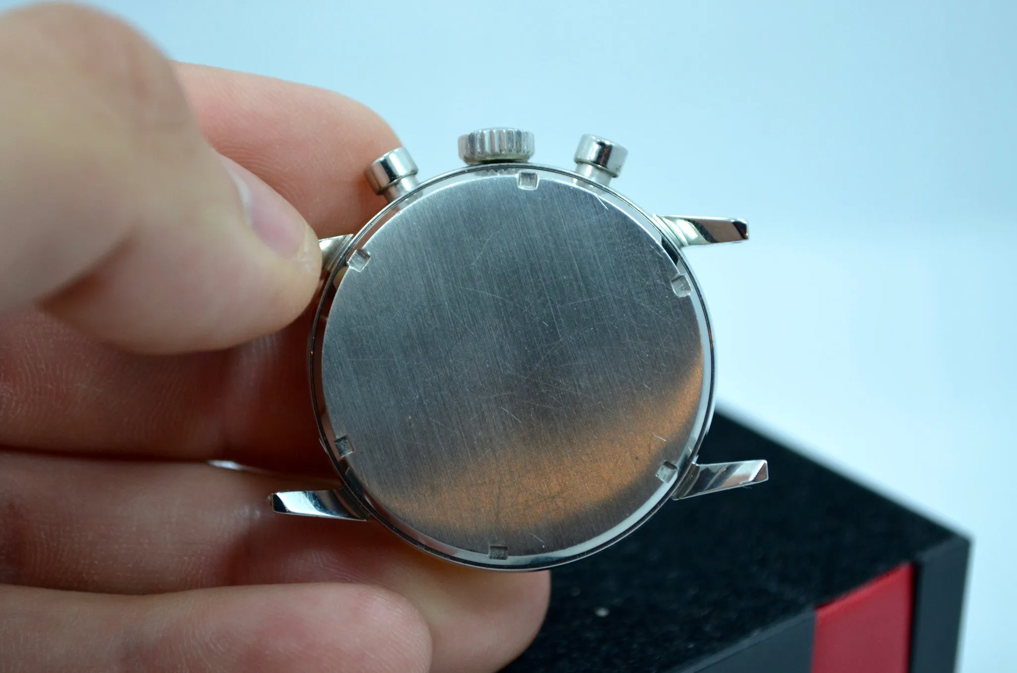 Vintage Clebar 73623 Steel Chronograph "Poor Mans Carrera" Reverse Panda Valjoux 7736