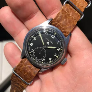 Vintage Eterna WWW British Military Dirty Dozen WWII Black Cal. 520H Wristwatch