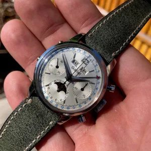 Vintage Gallet MultiChron Astronomic Steel Chronograph Valjoux 88 Triple Date Moonphase Wristwatch