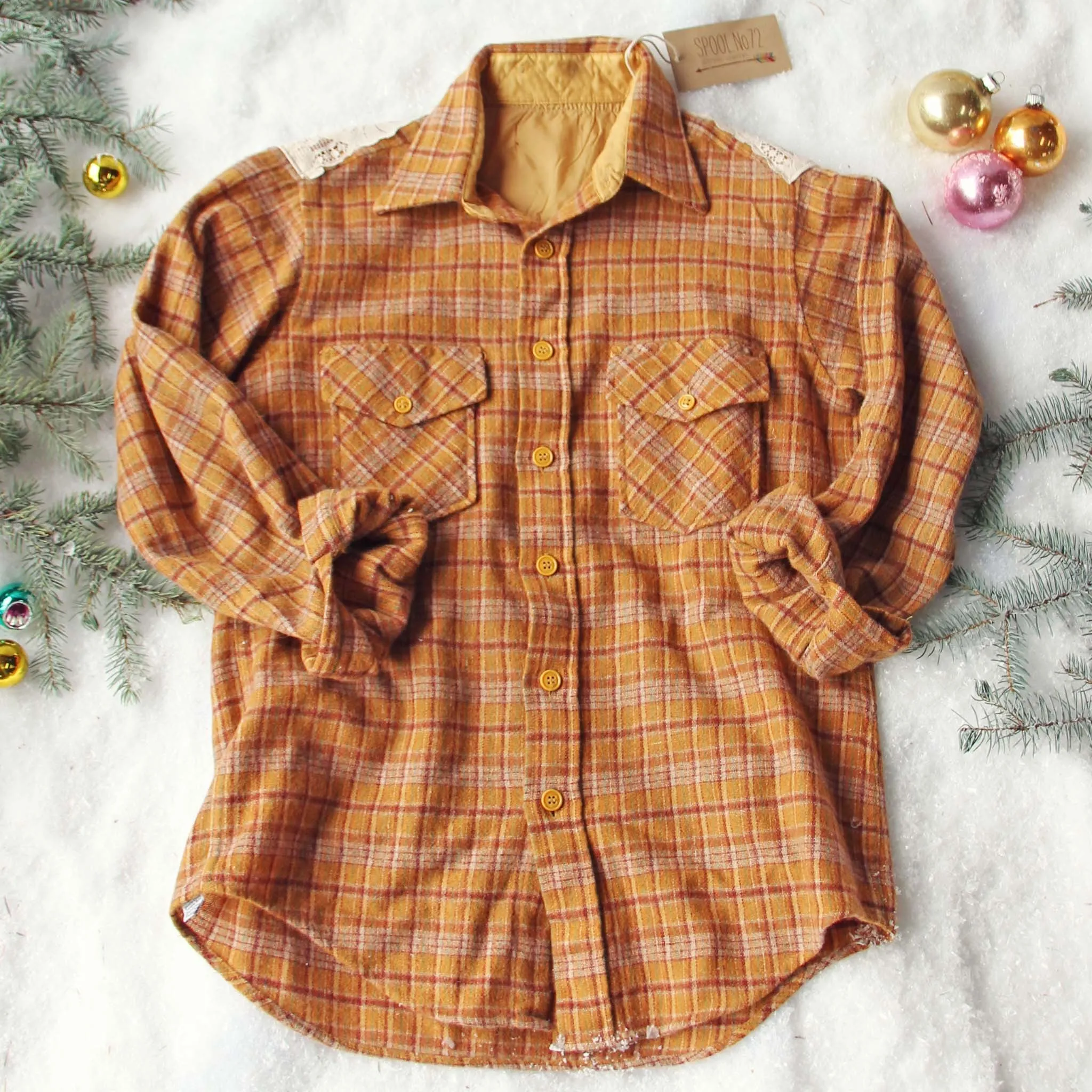 Vintage Lace & Patch Plaid Flannel #7