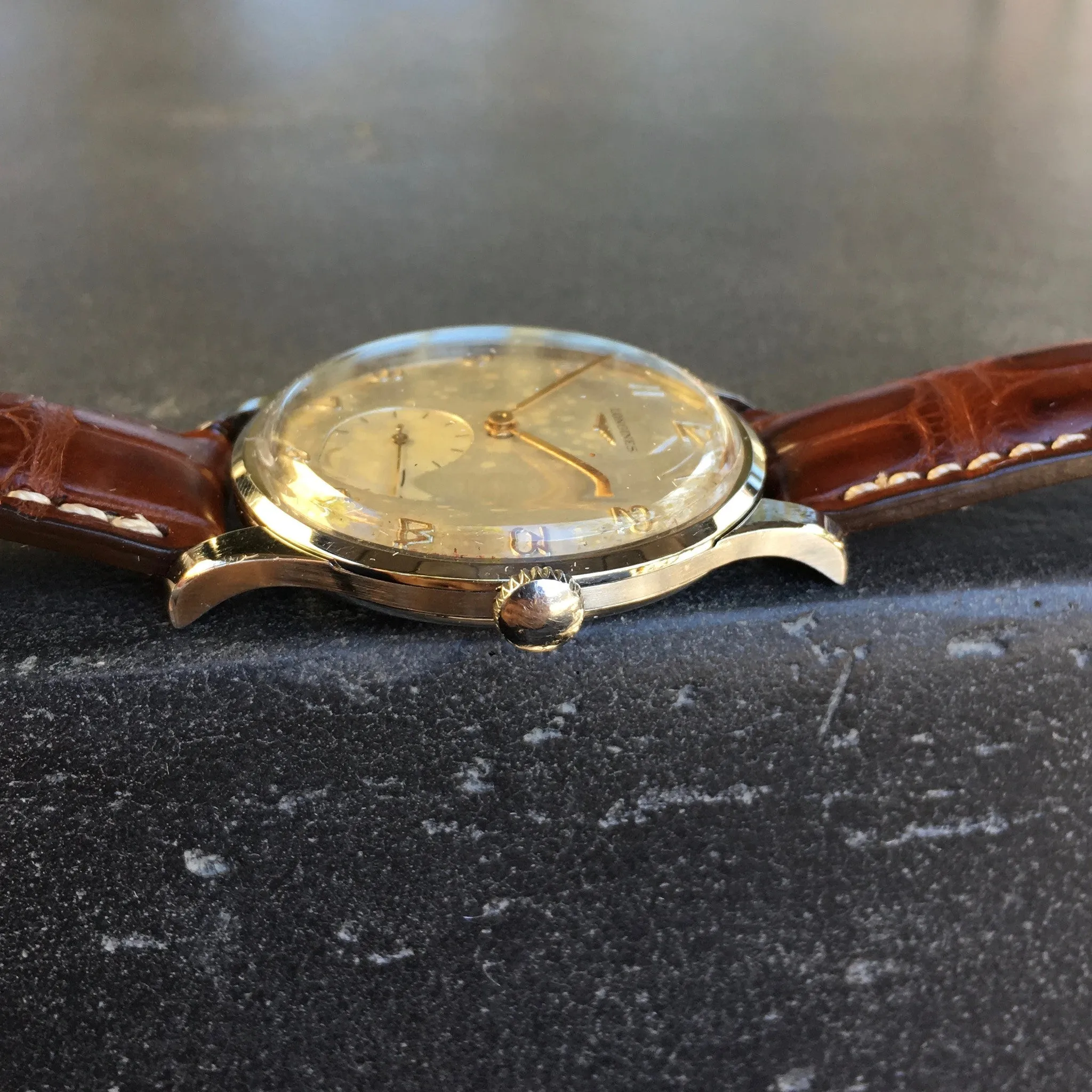 Vintage Longines 5561-8 Oversized 37mm Steel Cal. 27m Wristwatch 1950's