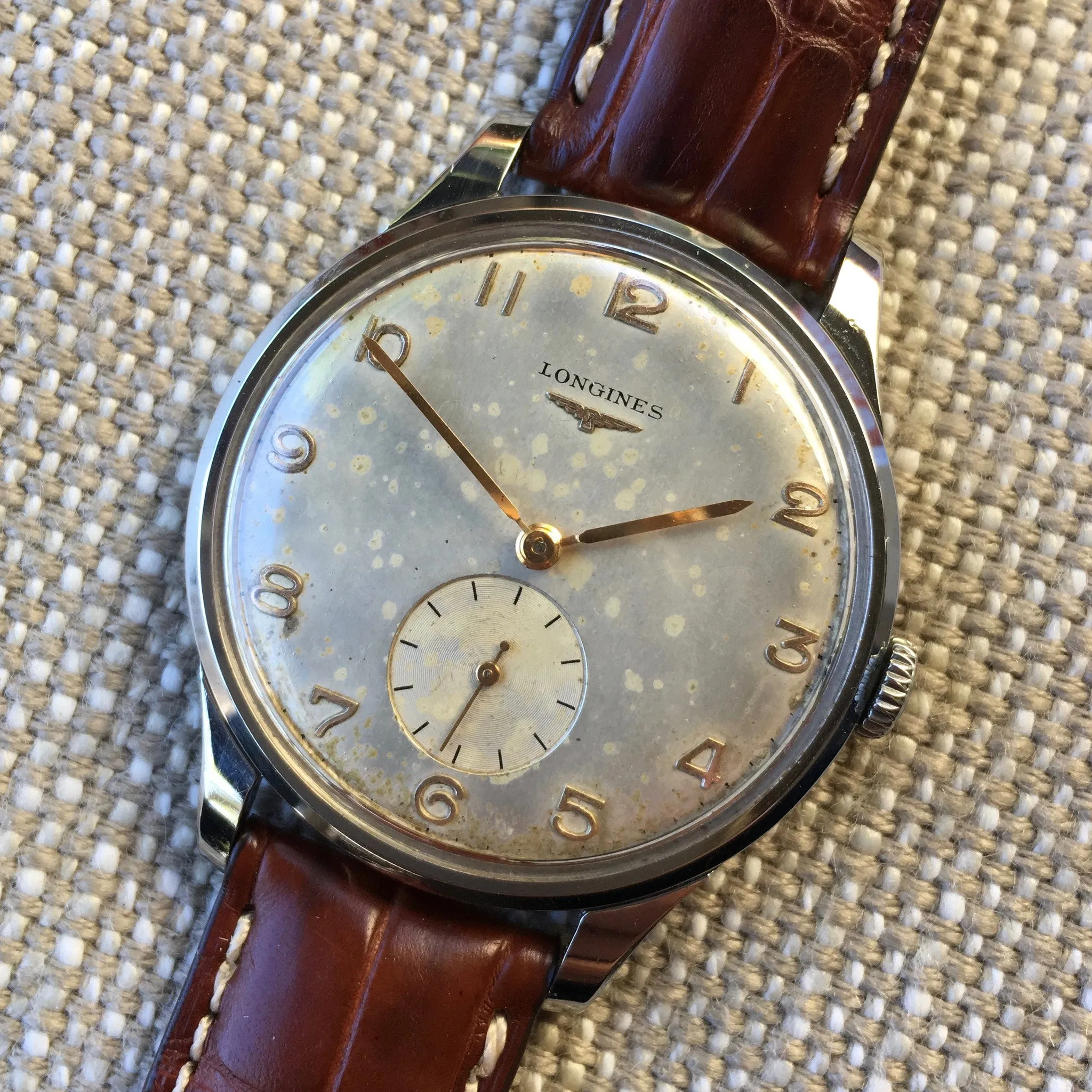 Vintage Longines 5561-8 Oversized 37mm Steel Cal. 27m Wristwatch 1950's