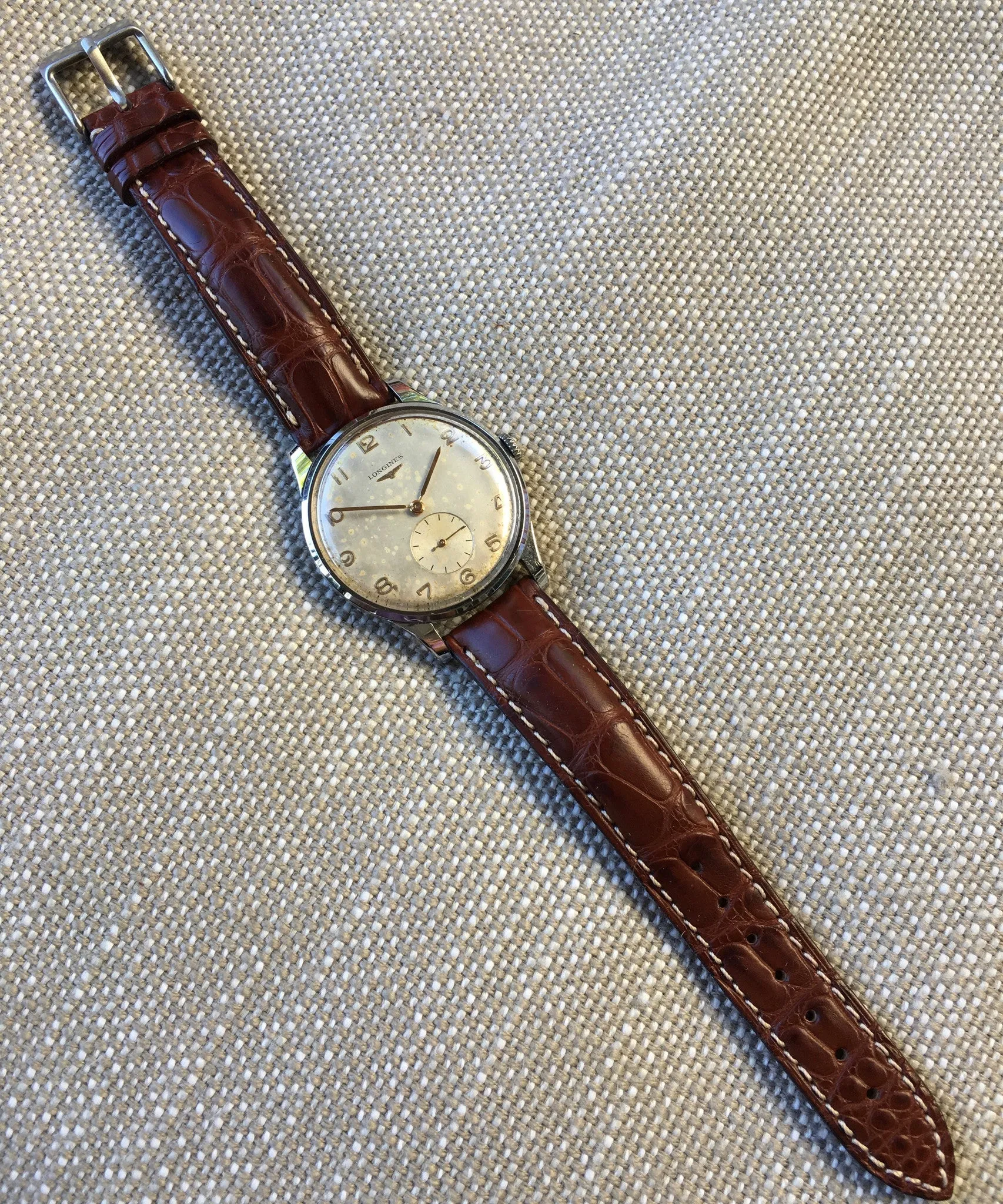 Vintage Longines 5561-8 Oversized 37mm Steel Cal. 27m Wristwatch 1950's