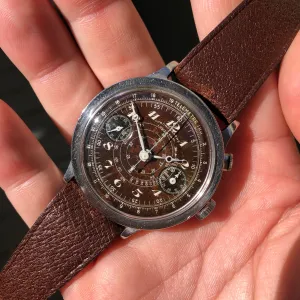 Vintage Lowenthal Single Button Chronograph Tropical Chocolate Manual Wind Wristwatch