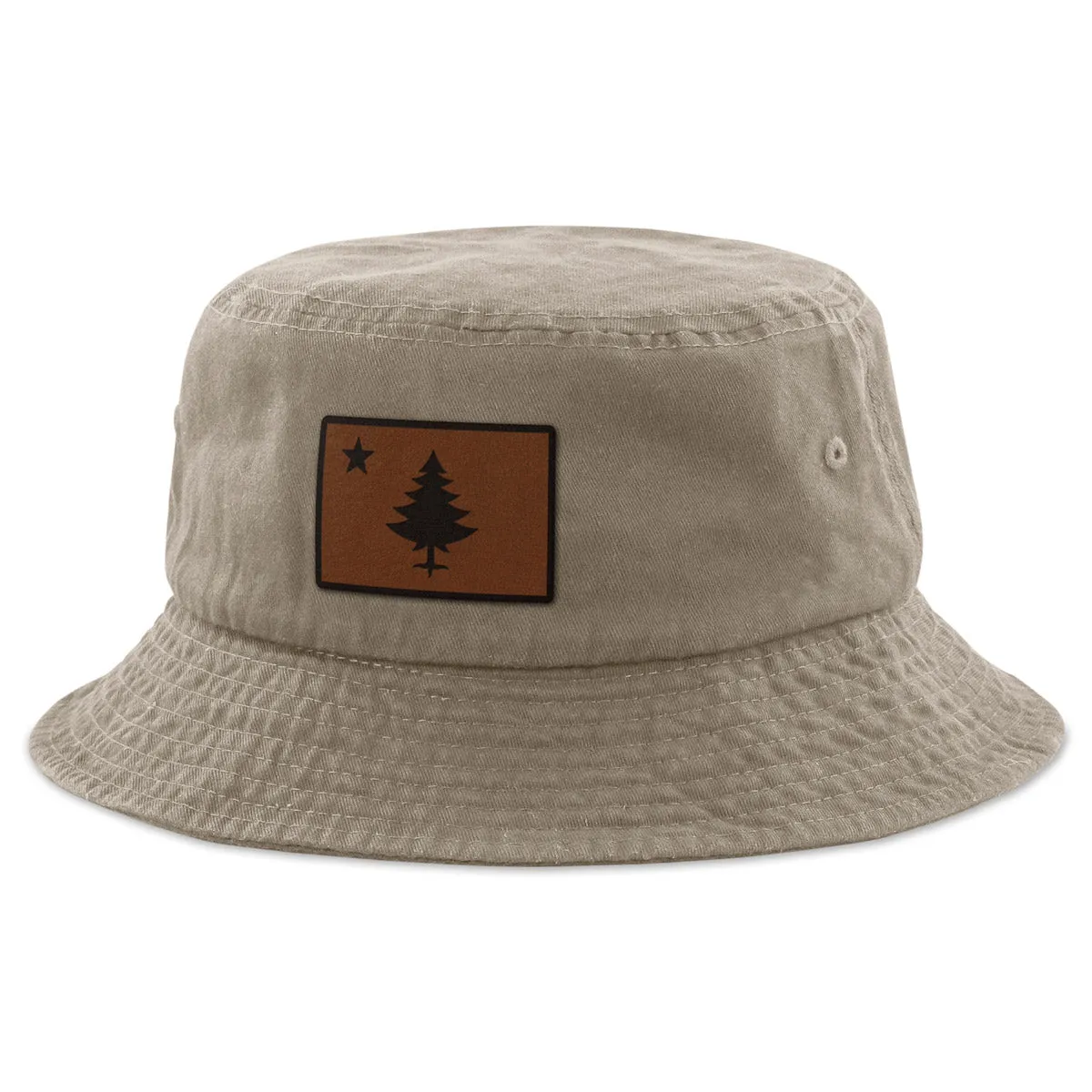 Vintage Maine Flag Leather Patch Bucket Hat