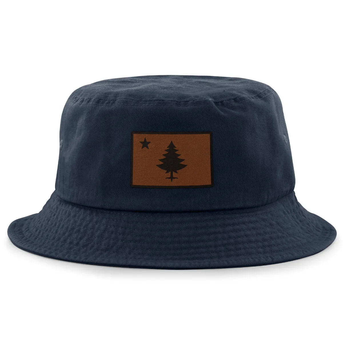 Vintage Maine Flag Leather Patch Bucket Hat
